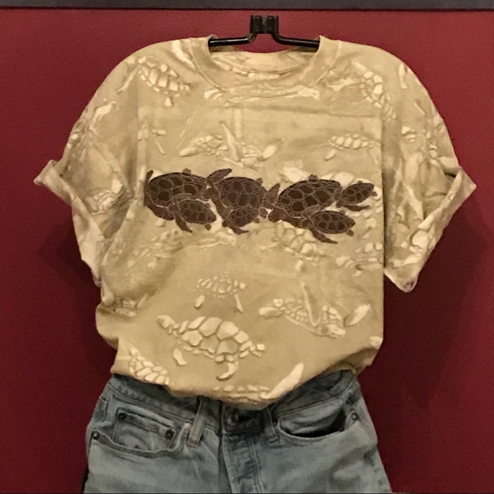 Vtg 90s Sea Turtle Tropics Graphic T-Shirt